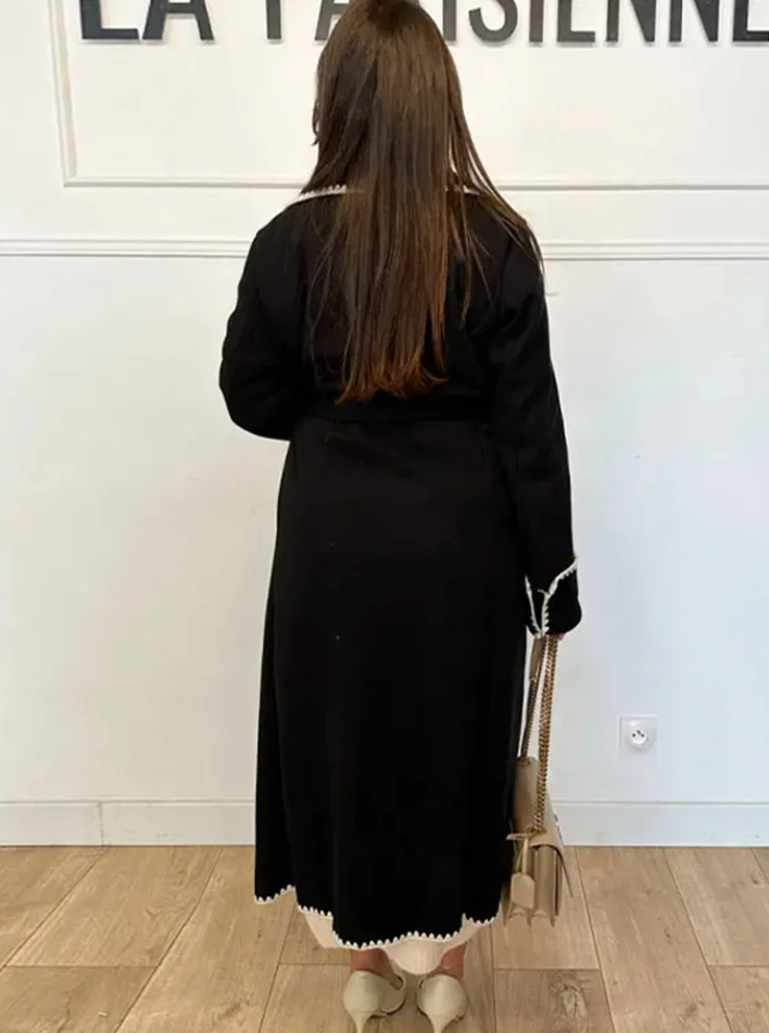 Kvinnors Trench Coat Klassisk Stilhållbart Material Med Midjebälte-3