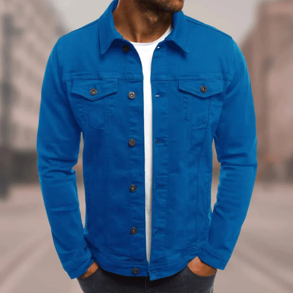 Slim Fit Herrjacka i 100% Bomull – Denimjacka för Höst med Flera Fickor och Trendiga Detaljer 5