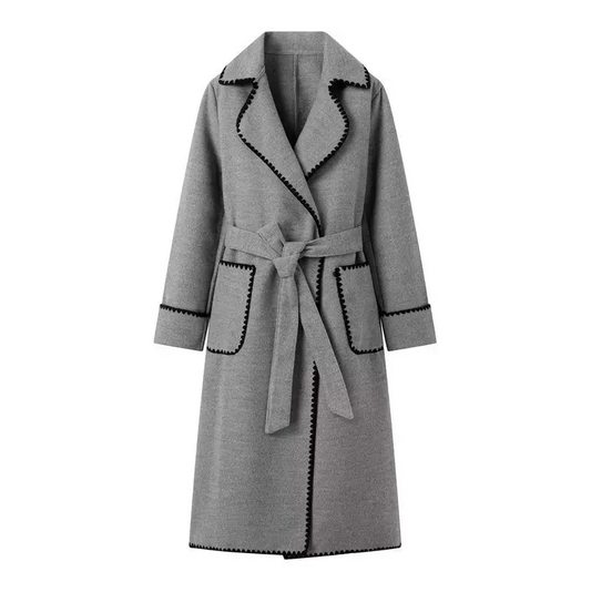 Kvinnors Trench Coat Klassisk Stilhållbart Material Med Midjebälte-1