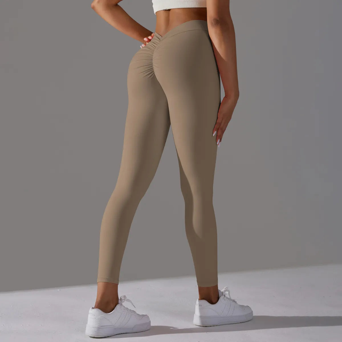 Kvinnors Gym Leggings Hög Midja Elastiskt Nylon Elastan-5