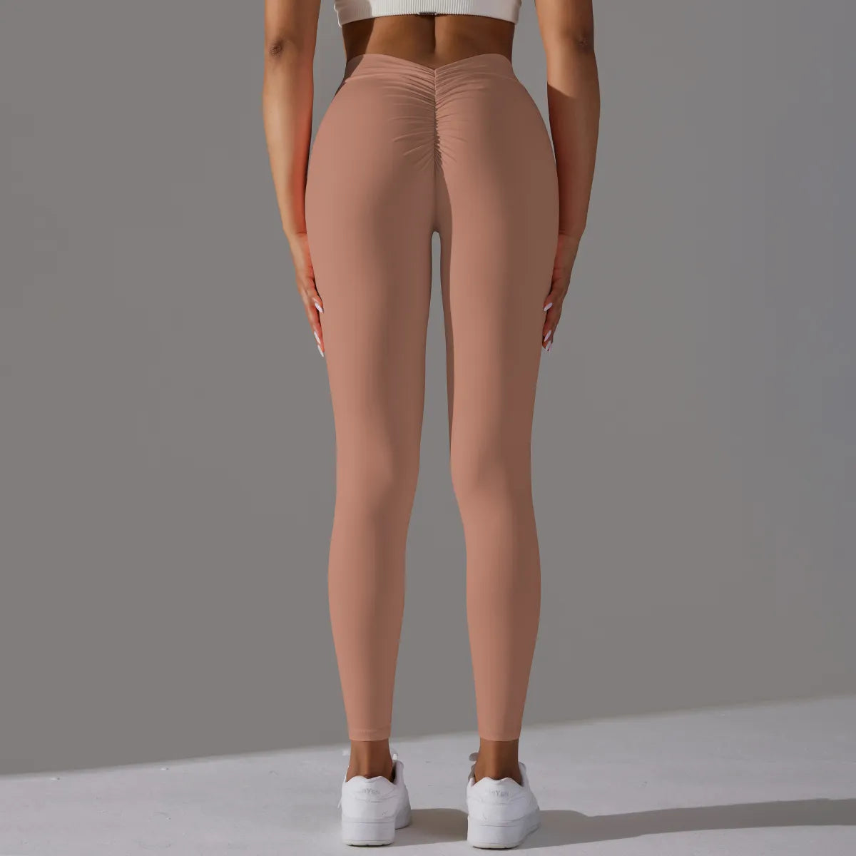 Kvinnors Gym Leggings Hög Midja Elastiskt Nylon Elastan-6