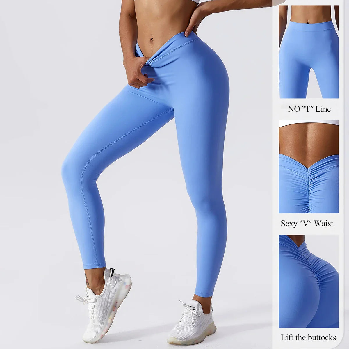 Kvinnors Gym Leggings Hög Midja Elastiskt Nylon Elastan-3