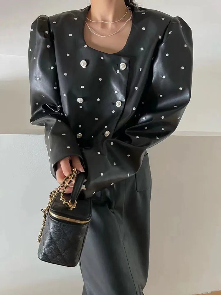 Vit Blus Dam Långärmad Polyester med DUP-mönster-5