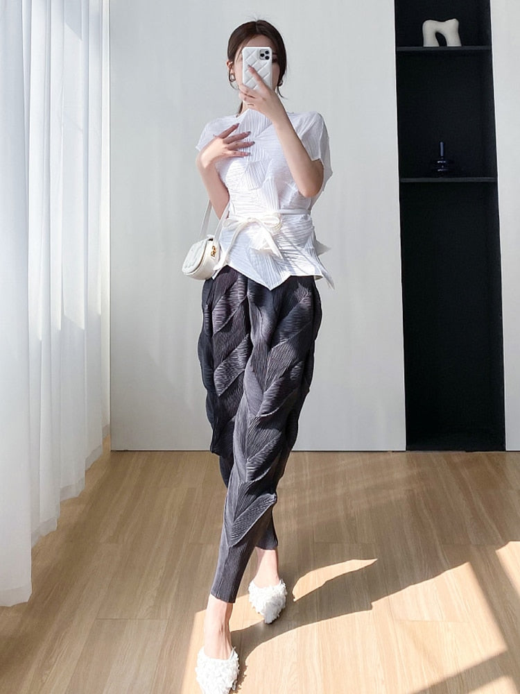 Dam Sladdbyxor Patchwork Lätt Polyester-6