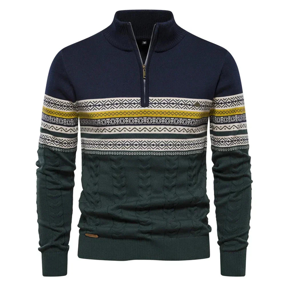 Stickad Dam Tröja Halv Dragkedja Jersey Fair Isle 9