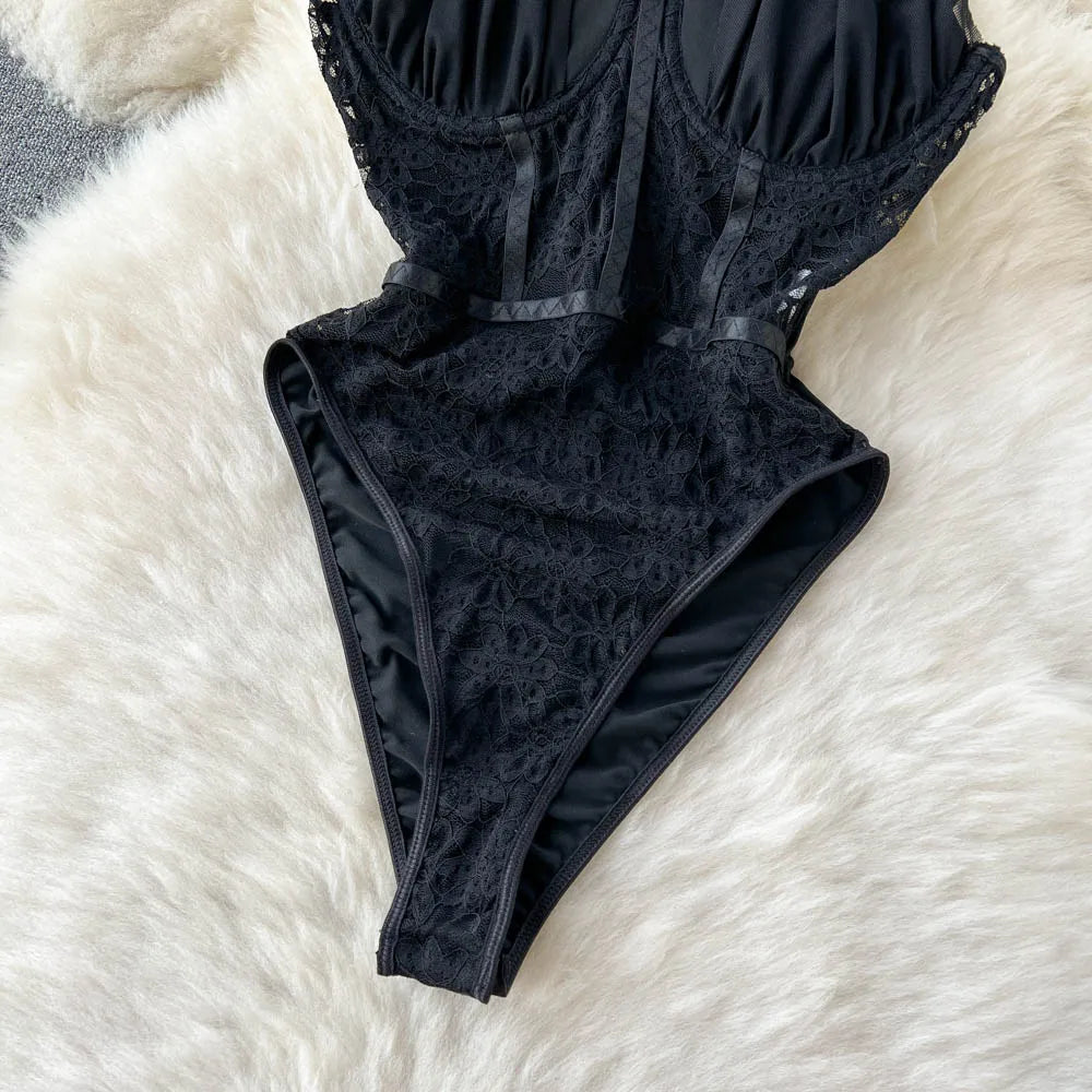 Dam Bodysuit Blommönster Fitted Polyester-6
