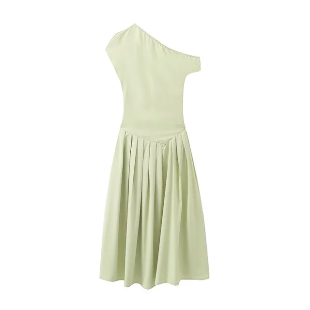 Dam Långklänning Veckad Hög Midja Polyester Elegant Fest Bröllop-6