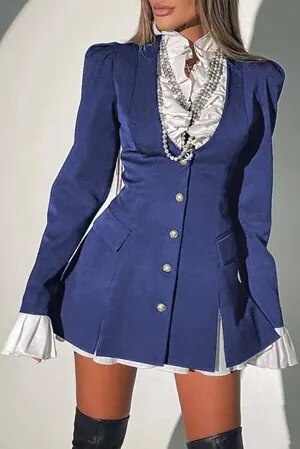 Variant image for Dam Blazer Patchwork Slim Fit Bomull Polyester Spandex-7