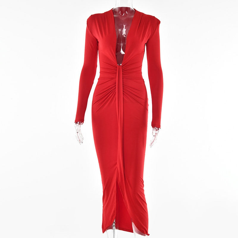 Variant image for Dam Maxiklänning V-ringning Polyester Spandex-4