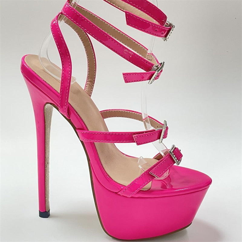 Dam Sandaler Ankelrem PU-läder 5-7 cm Plattform-6