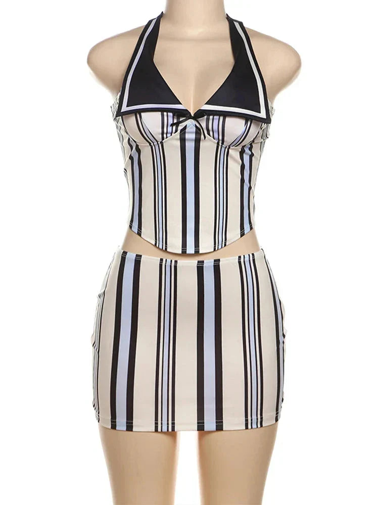 Dam Rockset Randig Polyester Spandex-1