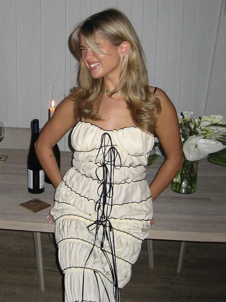 Elegant Golvlång Damklänning med Spaghetti Band i Polyester och Spandex – Fina Damklänningar för Sommarens Festligheter 6