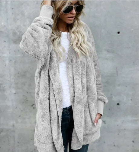 Fleecejacka Dam Överdimensionerad Mjuk Fleece för Komfort och Stil-3