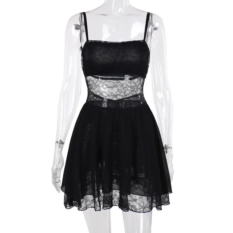 Dam Mini Klänning Ansluten Spandex Mesh Elegant-6