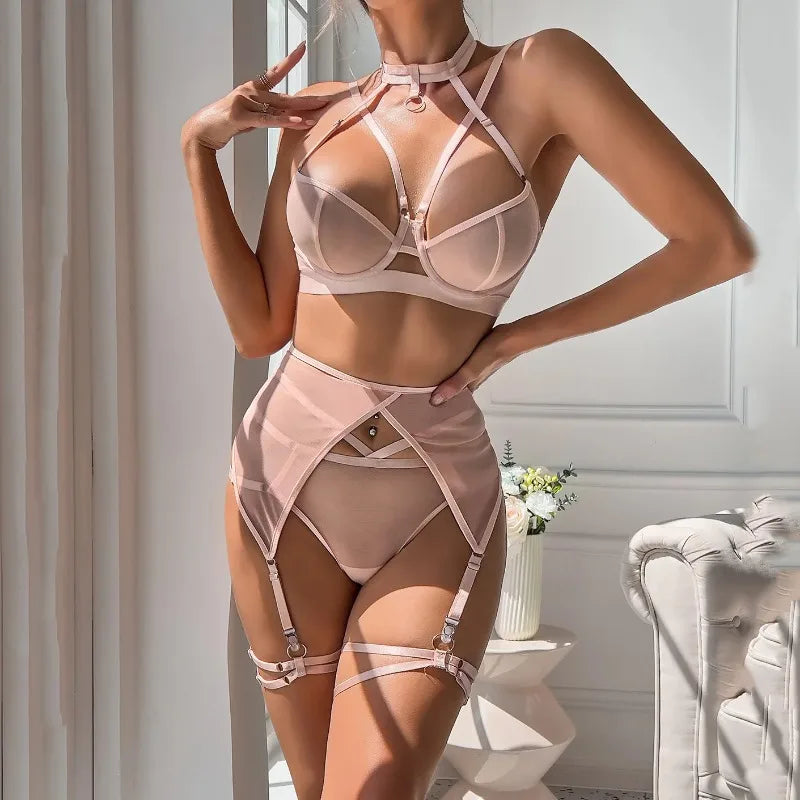 Damunderkläder Set Minimalistisk Polyester Snygga Underkläder Body-4