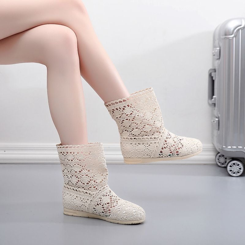 Kvinnors Stövlar Chic Mesh Design Syntetisk Textil-2