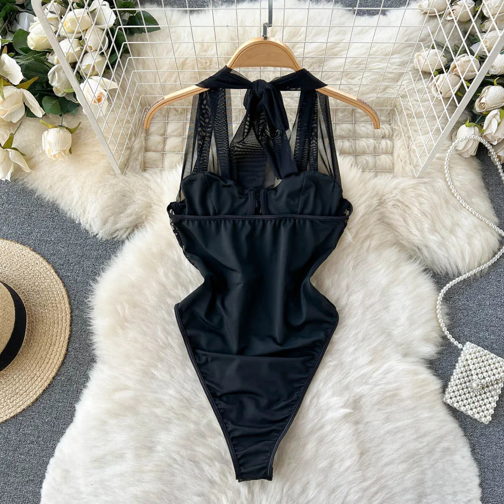Dam Bodysuit Blommönster Fitted Polyester-3