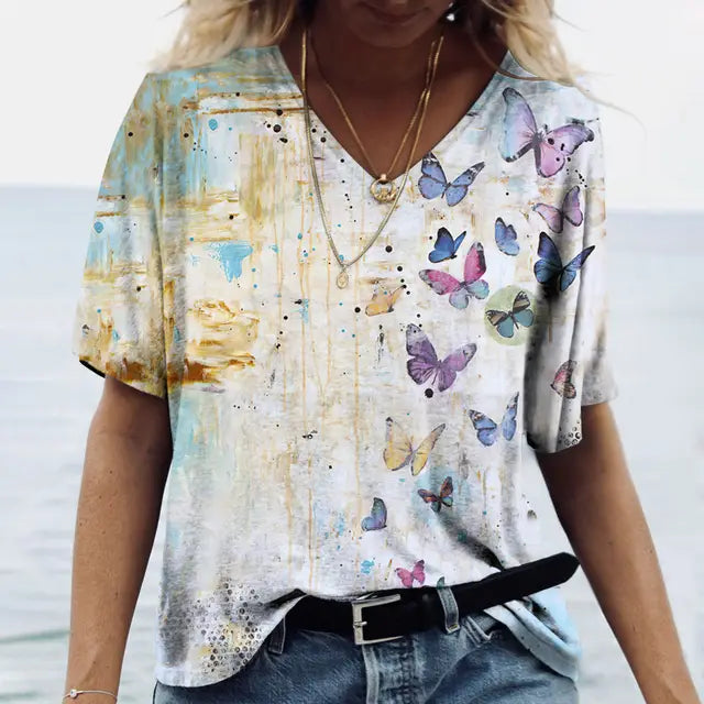 Variant image for Kvinnors Kortärmad Topp Avslappnad Mjuk Bomull-34