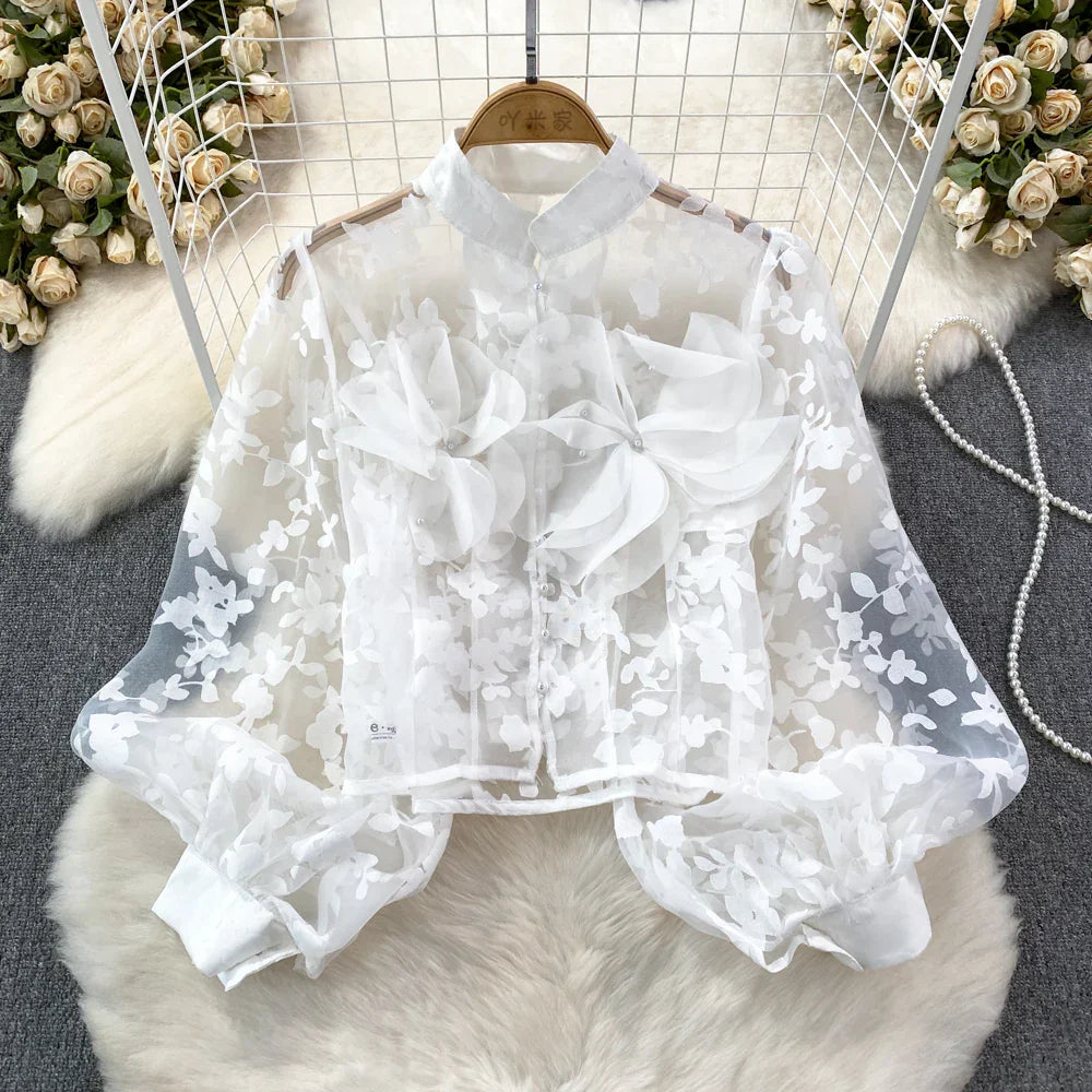 Variant image for Dam Blus Blommönster Polyester Akryl Normal Passform-5