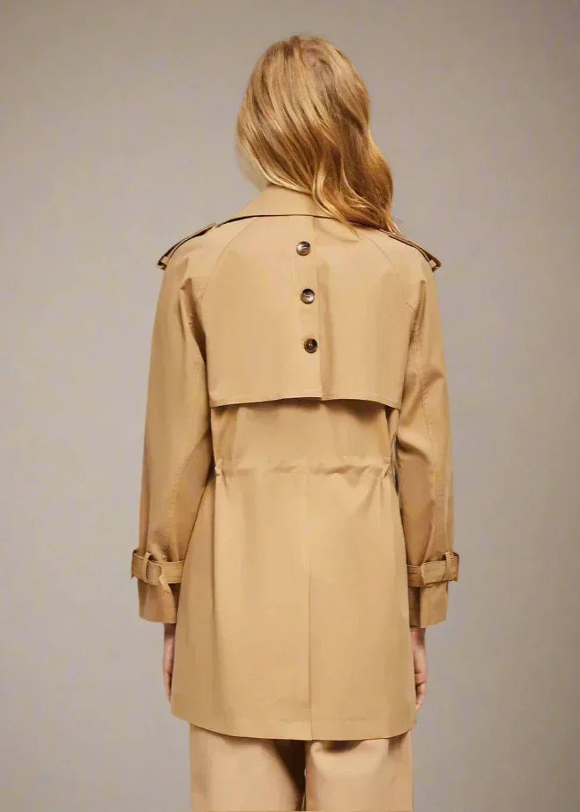Dam Trenchcoat Lång Klassisk Polyester med Integrerat Bälte-2