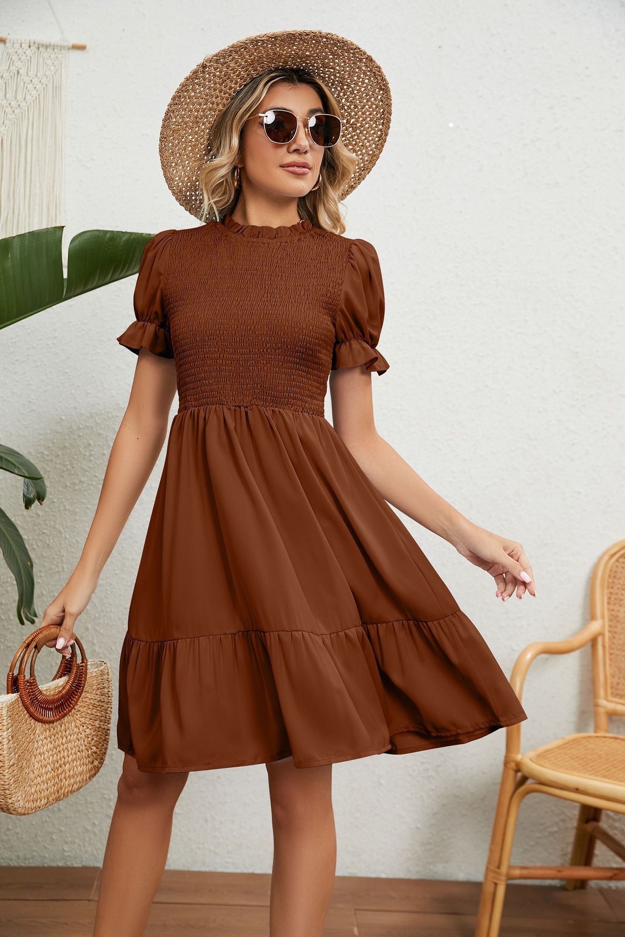 Dam Sommarklänning med Ruffle Detalj i 100% Bomull 4