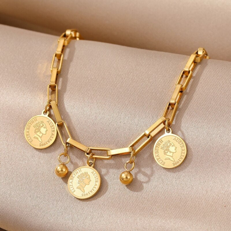 Kvinnors Armband Rund Design Rostfritt Stål Justerbar Elegant Smycke-4