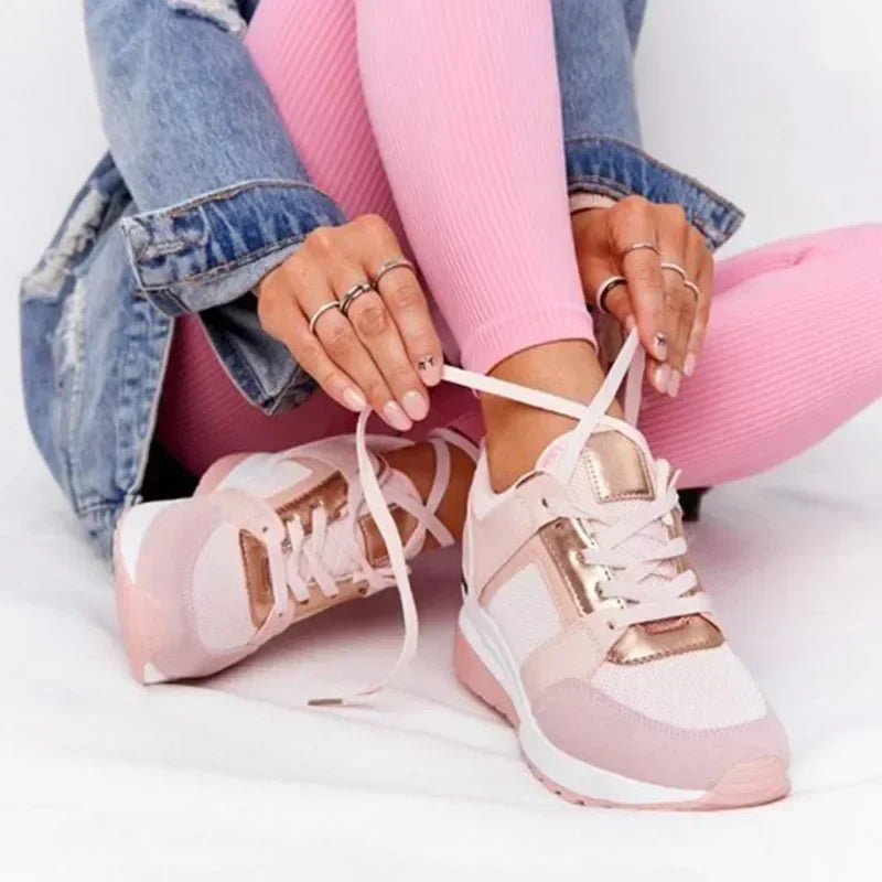Kvinnors Plattform Sneakers Lätta Textil Syntet Fritidsskor-3