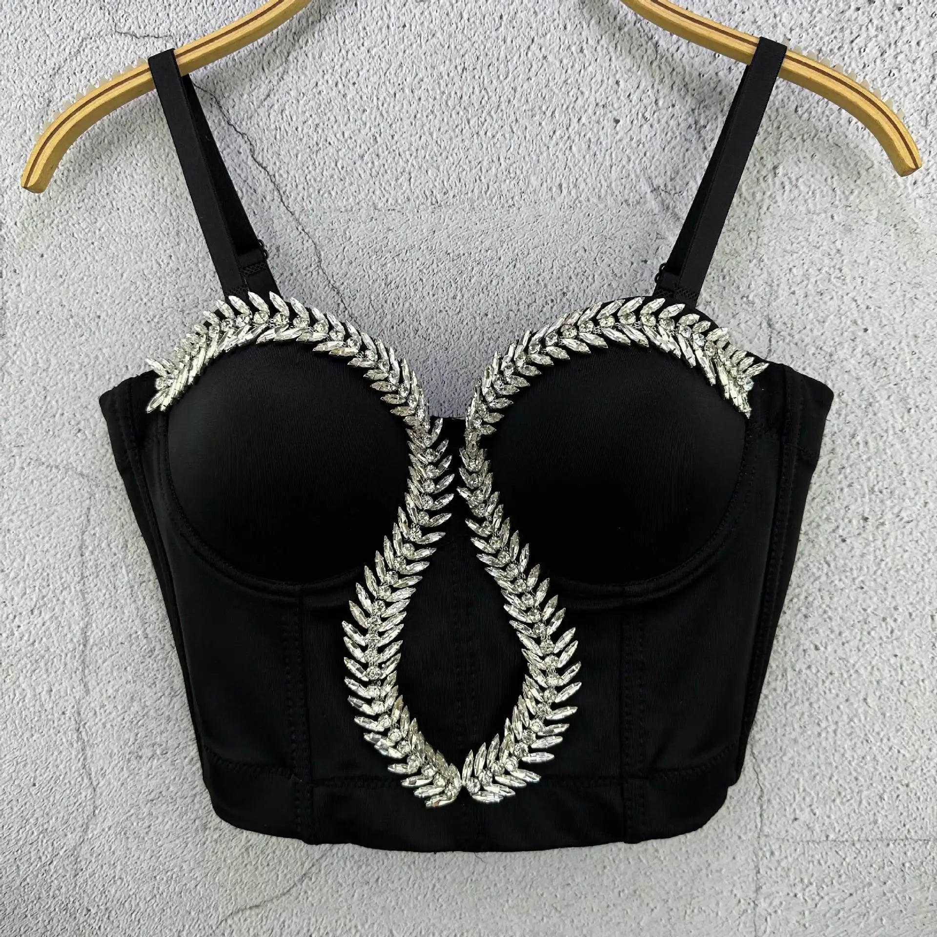 Dam Bustier Monokrom Pärldekoration Polyester-5