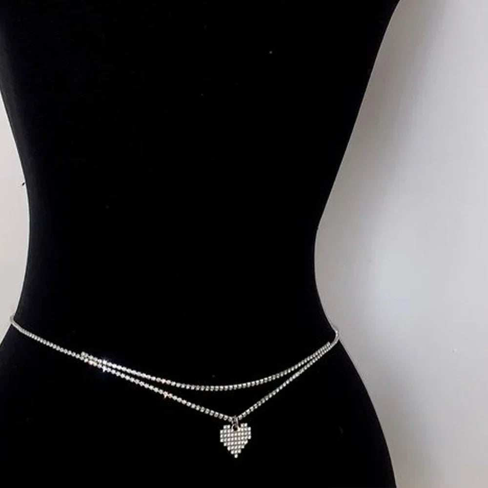 Kvinnor Belly Chain Geometrisk Design Koppar Rhinestone-2