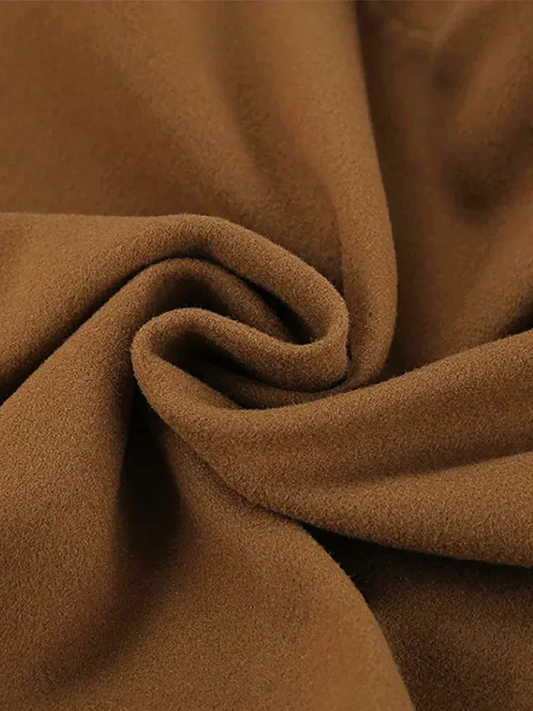 Kvinnoöverdimensionerad Ullrock Löst Snitt Mjuk-6