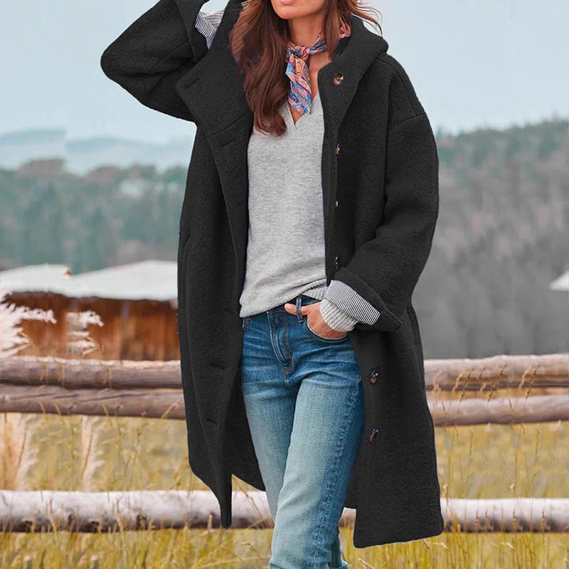 Lång Vinterrock Dam Elegant Tjockt Material Regular Fit-3