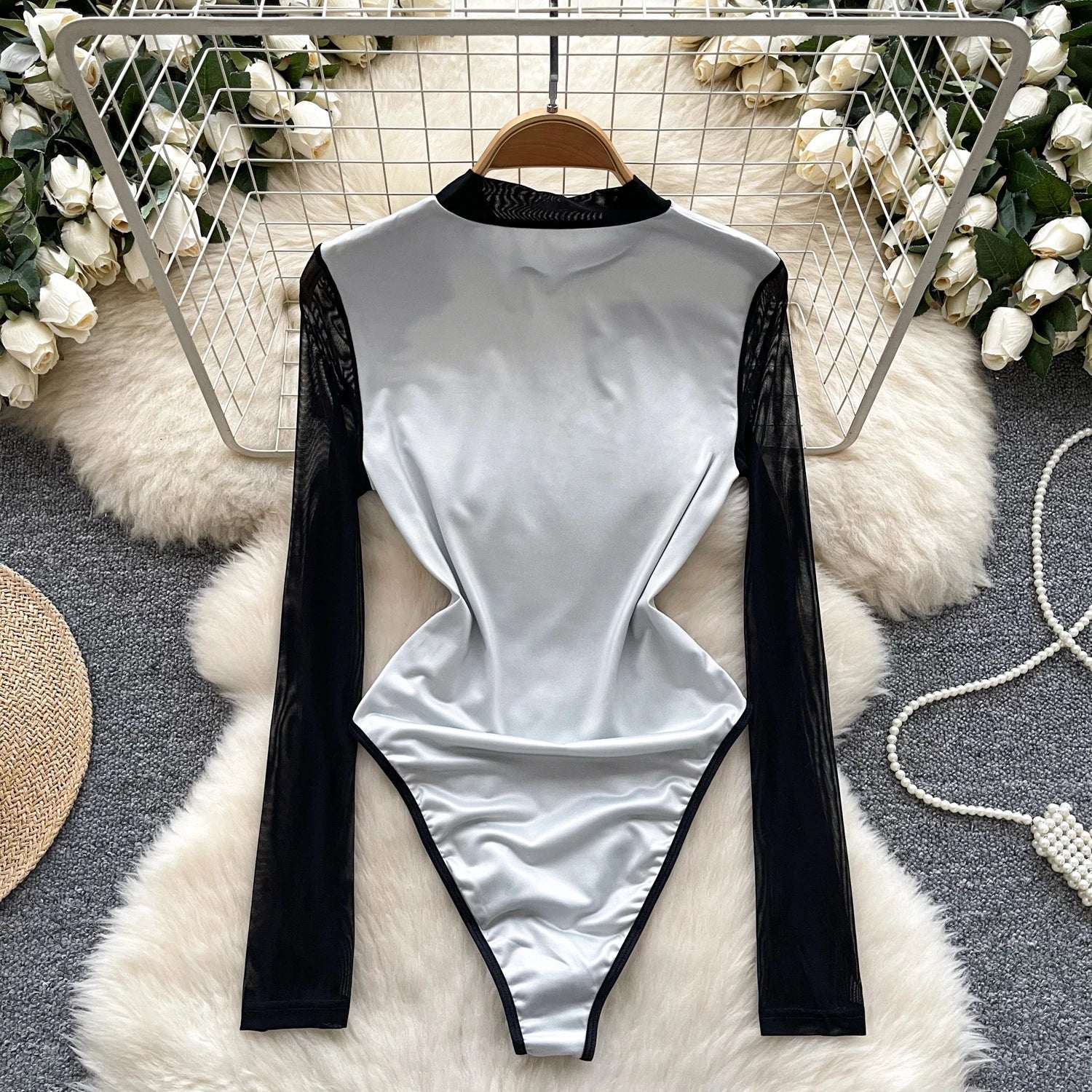 Dam Bodysuit Slående Design Flexibelt Material-2