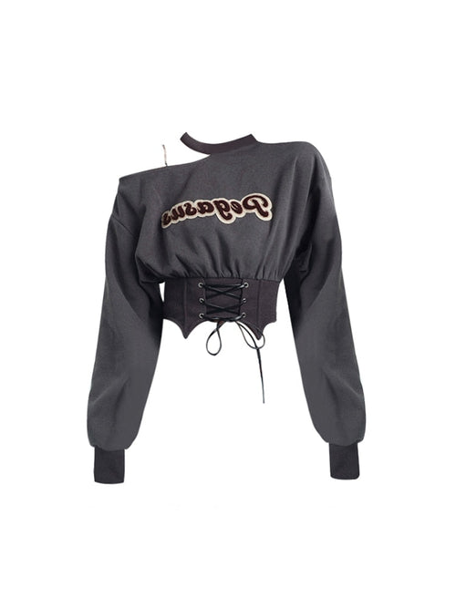 Dam Crop Sweatshirt Öppen Axel Syntetisk Fiber och Bomull-1