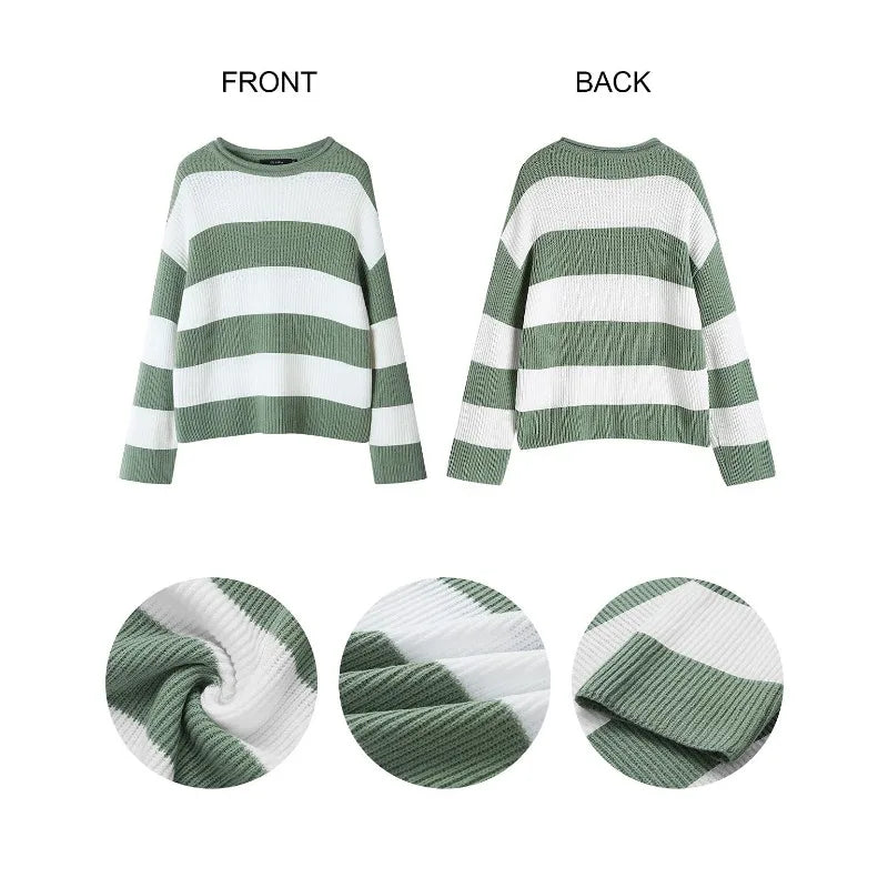 Dam Turtlenecktröja Långa Ärmar Randig Bomull/Akryl 4