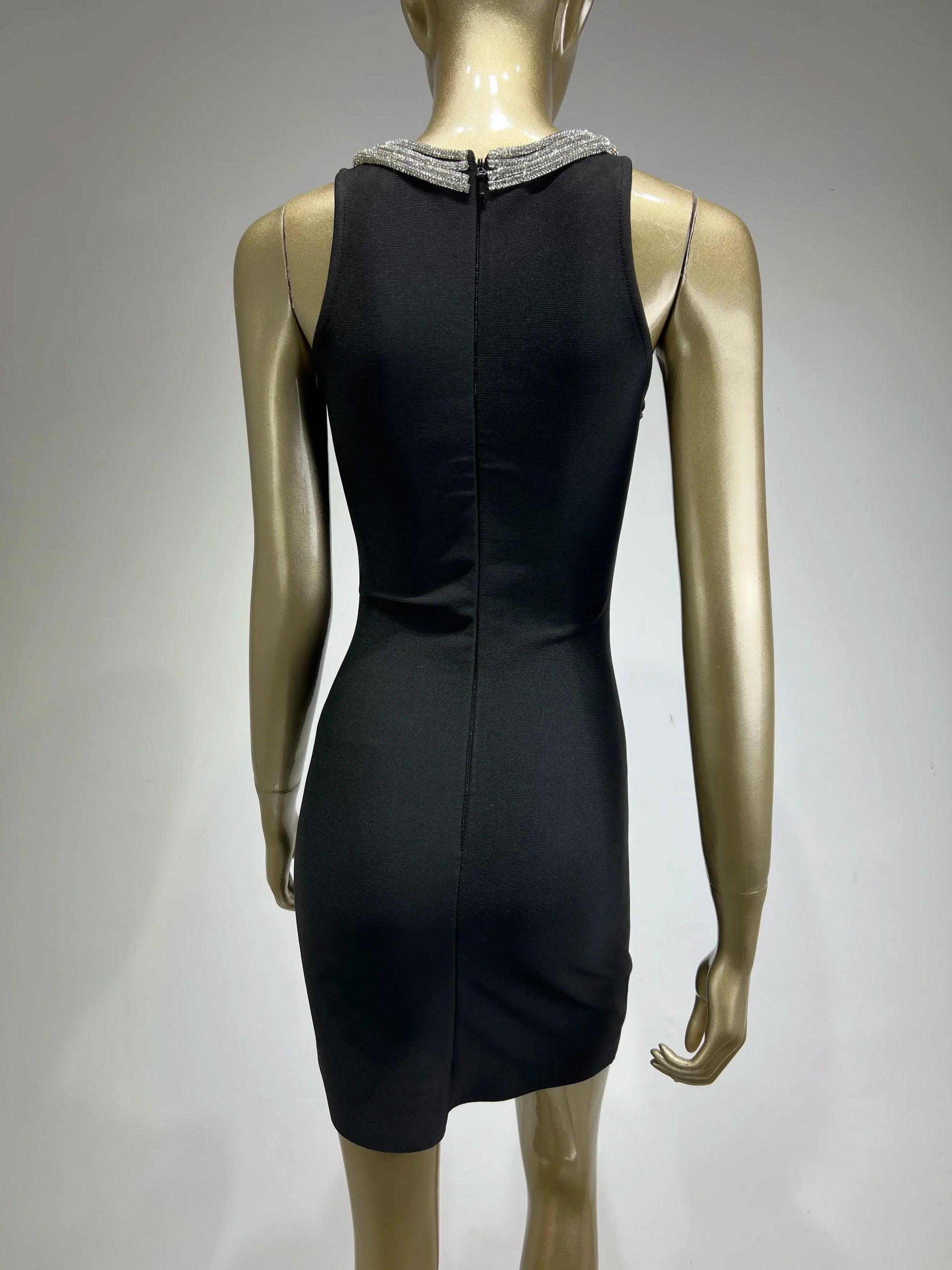 Fina Dam Klänningar Mini O-hals med Strass Detaljer i Polyester och Spandex-4