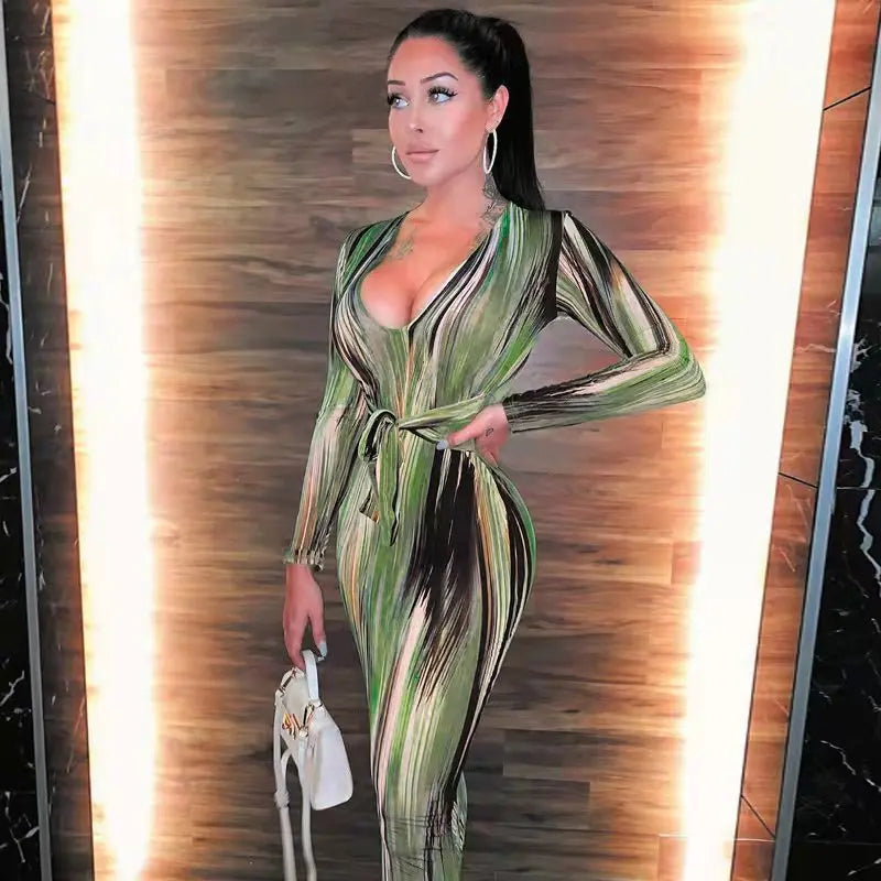 Variant image for Kvinnors Midi Klänning V-ringning Polyester Skräddarsydd-67