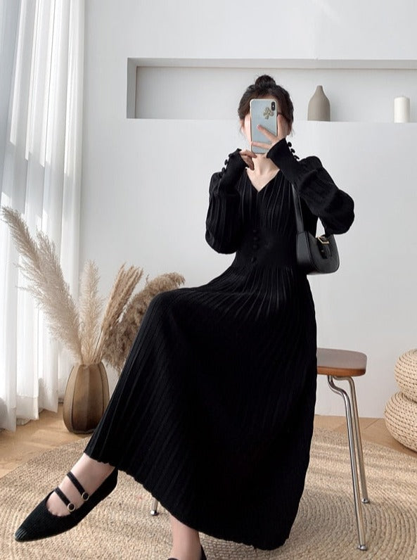 Variant image for Kvinnors Midi Klänning V-ringning Akryl Klassisk-2