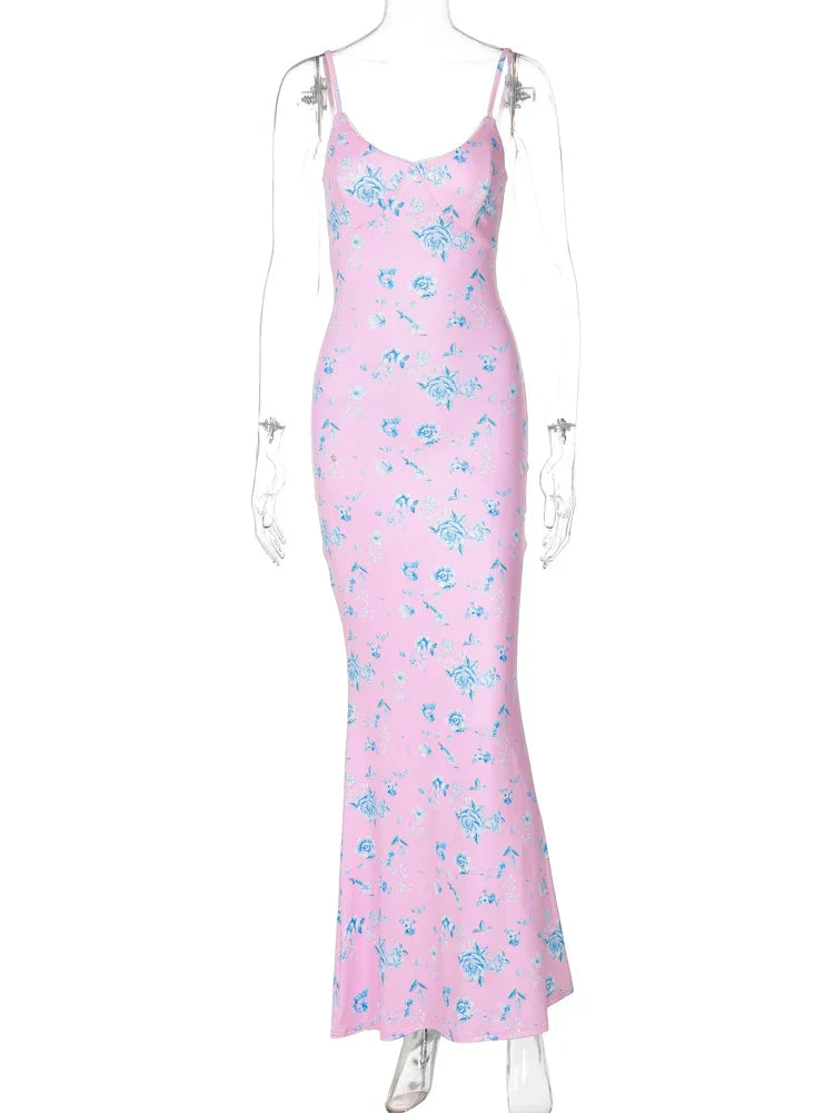 Variant image for Maxiklänning Dam Blommönstrad Spaghetti Band Polyester Spandex-1