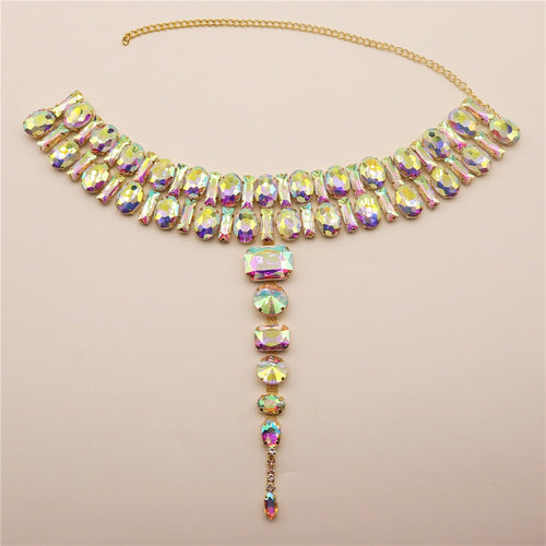 Dam Halsband Fyrkantiga Stenar Anodiserat Koppar med Rhinestone-1