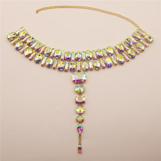 Dam Halsband Fyrkantiga Stenar Anodiserat Koppar med Rhinestone-1