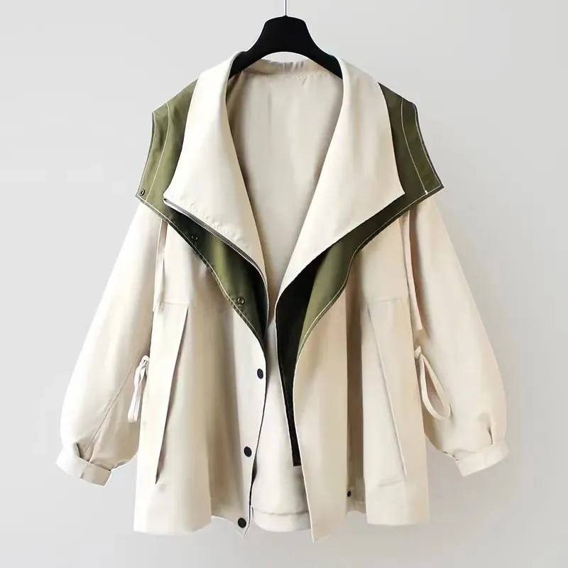 Dam Trenchcoat Lång Klassisk Högkvalitativ Tyg 7