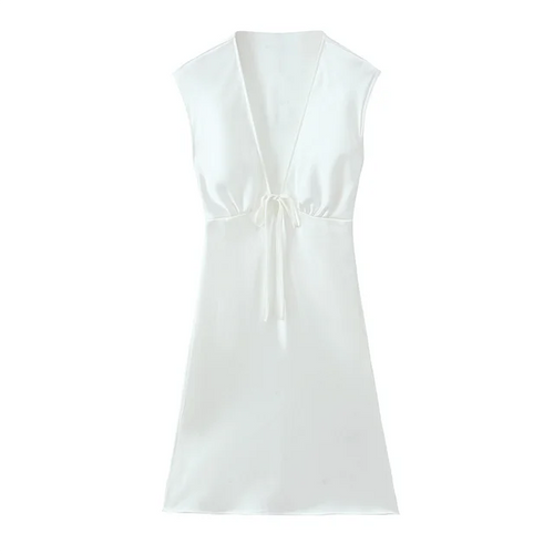 Dam Blus V-ringad Satin Smal Passform 1