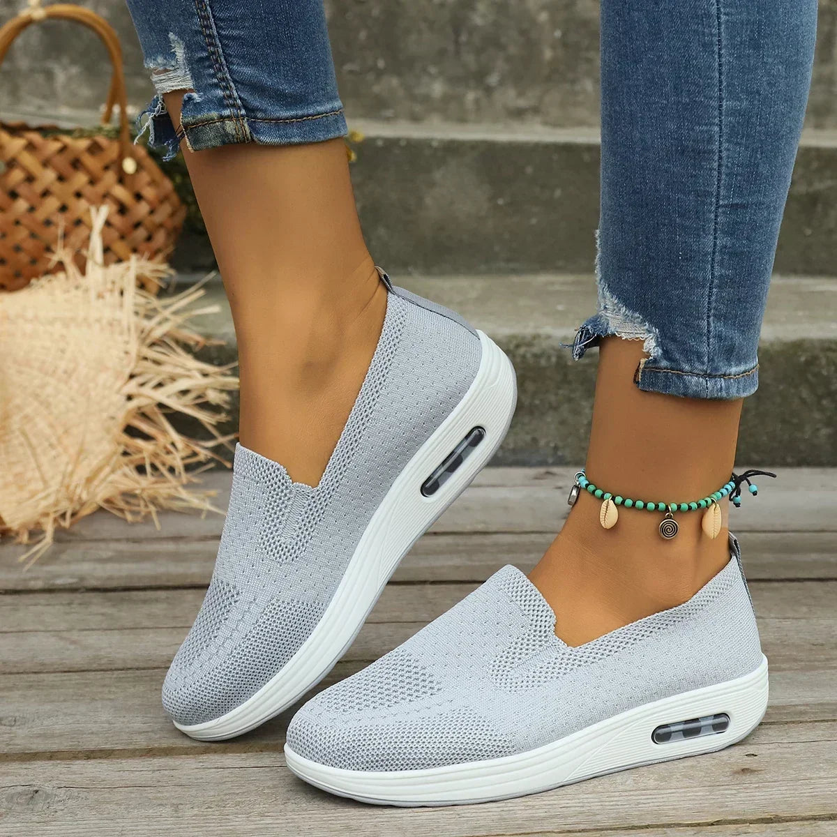 Dam Sneakers Plattform Mesh med Vadderad Sula för Bekväm Komfort – Elegant Design för Vardag och Sport 8