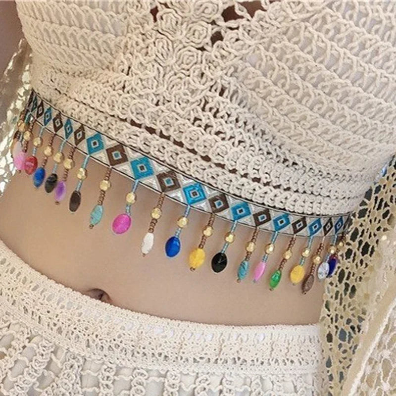 Dam Tank Top Bohemisk Polyester Elastisk Snitt-6