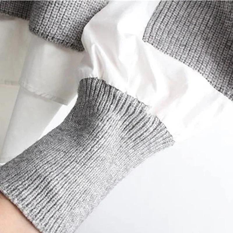 Stickad Dam Tröja Rund Hals i Mjuk Bomull och Akryl – Vintage Design för Avslappnade och Eleganta Tillfällen 5