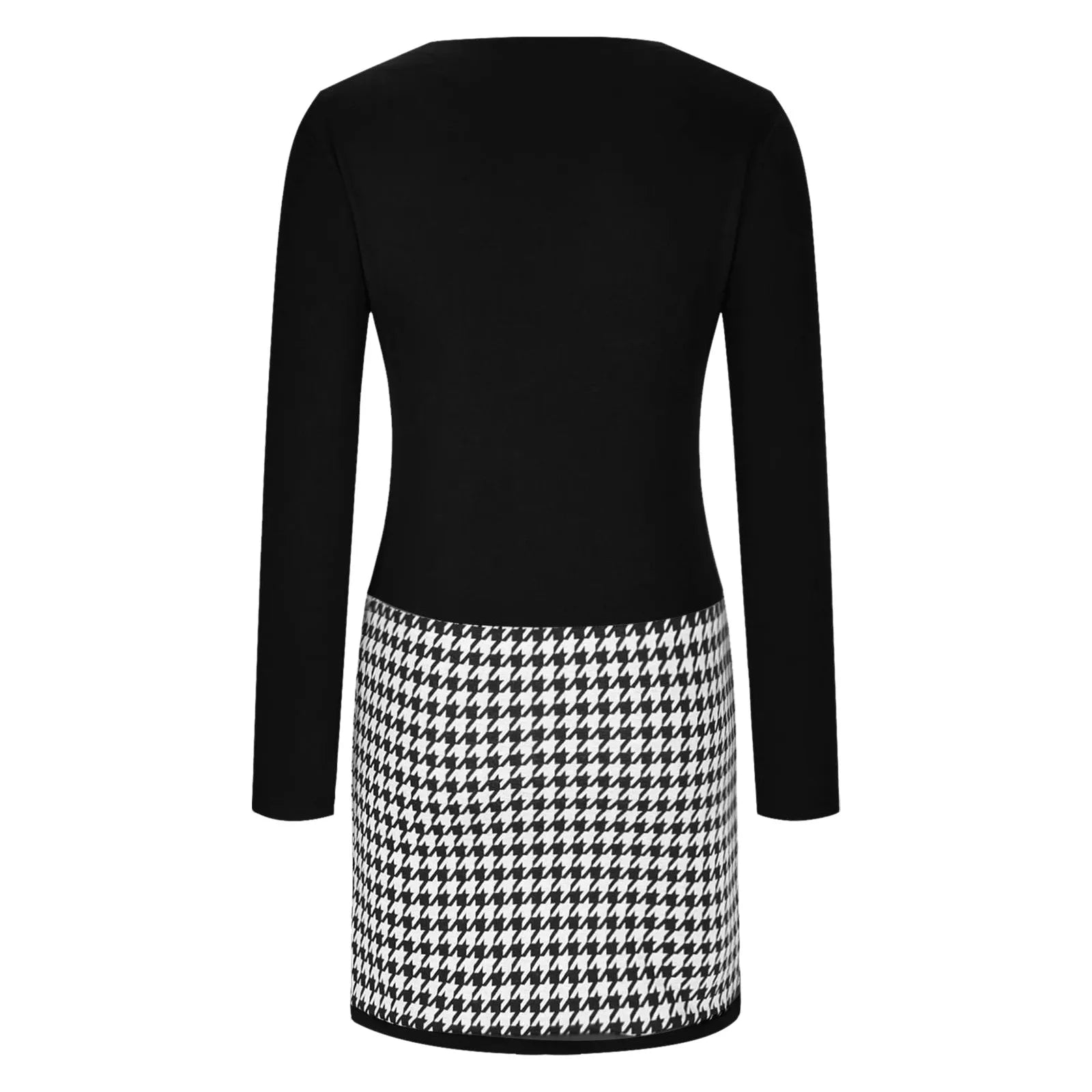 Kvinna Klänning Långärmad Slim Fit V-ringning Mönstrad Högkvalitativt Tyg-3