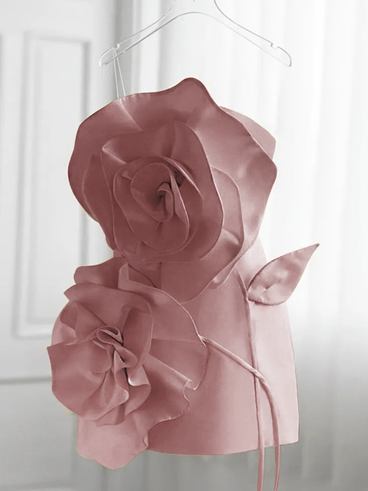 Damklänning Mini Blommönster Ärmlös Bomull Polyester 8