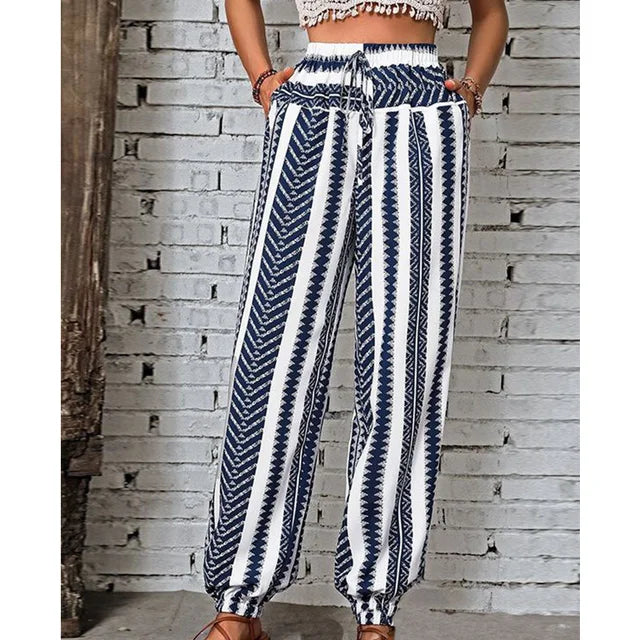 Variant image for Kvinnors Byxor Hög Midja 100% Bomull med Lyxiga Detaljer-21