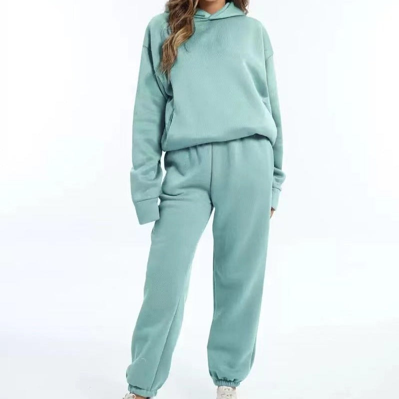 Dam Träningsset Hoodie Syntetmaterial Joggingbyxor Komfortabelt Set 5