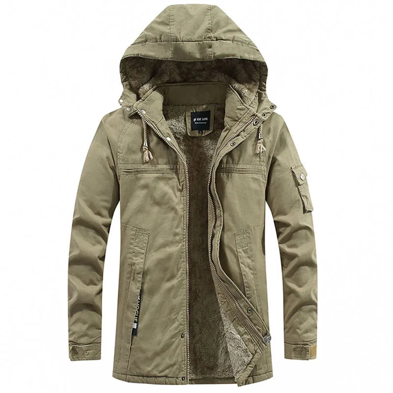 Herr Vinterjacka Vindtät Klassisk Polyester med Huva-4